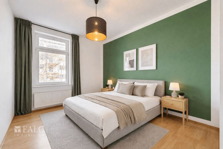 Charmante Altbauwohnung mit Erker &amp; Balkon in begehrter Lage von Magdeburg-Stadtfeld Ost – Schlafzimmer virtuell eingerichtet