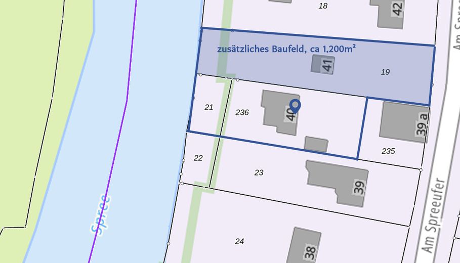 Exklusives Wassergrundstück mit 47 Metern privater Uferfront – Lageplan