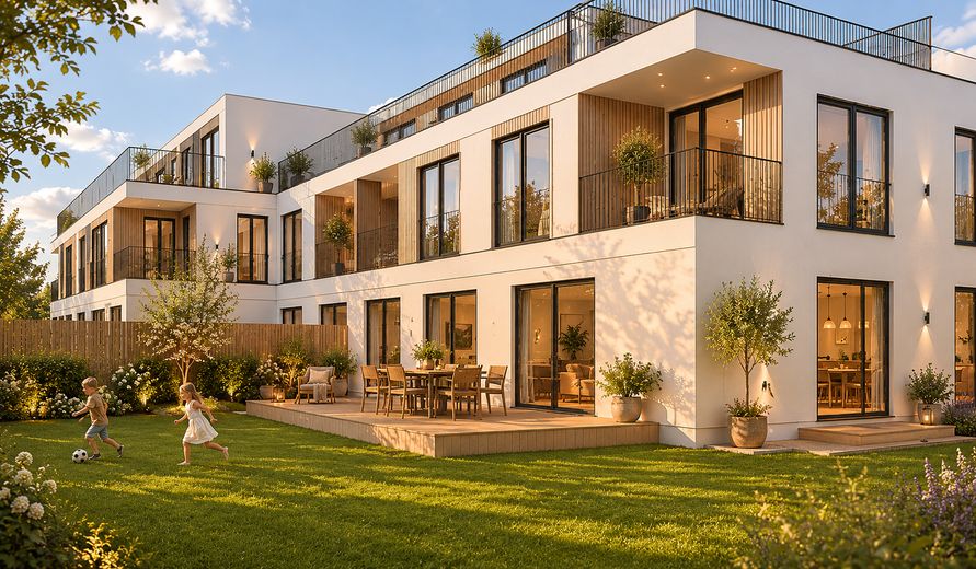 Obra nueva en Schwarzach am Main: apartamentos en propiedad de 2 a 4 habitaciones con ascensor y plaza de aparcamiento – Außen Visualisierung