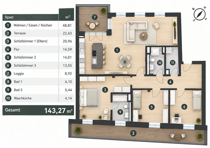 Traumhaftes Penthouse im Ostend | 143 m² · 3m Deckenhöhe · 2 Terrassen · KfW55 – 0% Provision – Foto 15