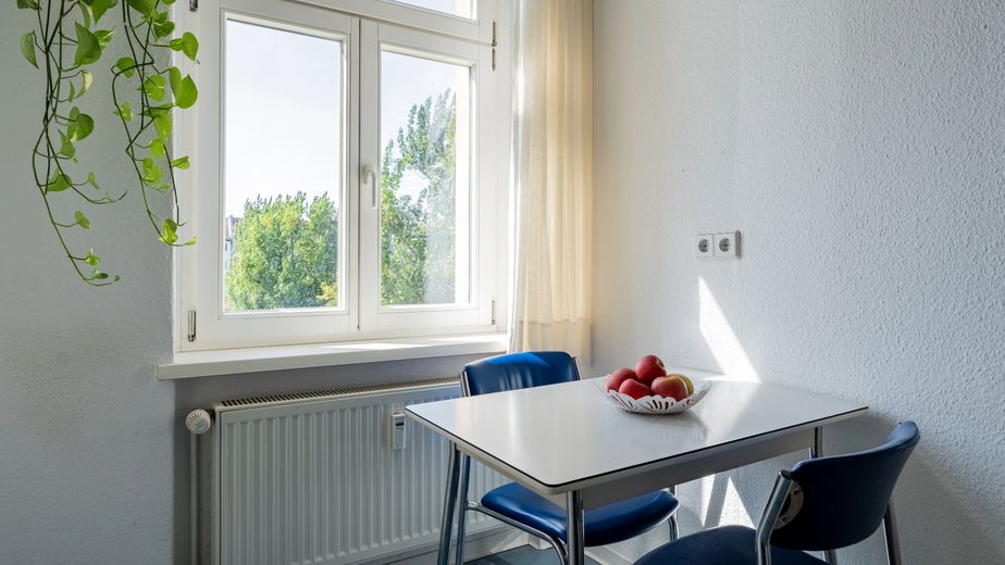 Bez prowizji · Natychmiast dostępne: Zalane światłem mieszkanie 1-pokojowe z widokiem na park – Prenzlauer Berg – Möbilierte Küche