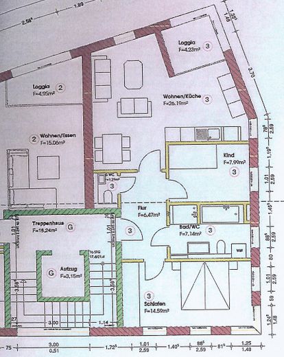 Uygun konumda modern üç odalı daire – Grundriss Wohnung