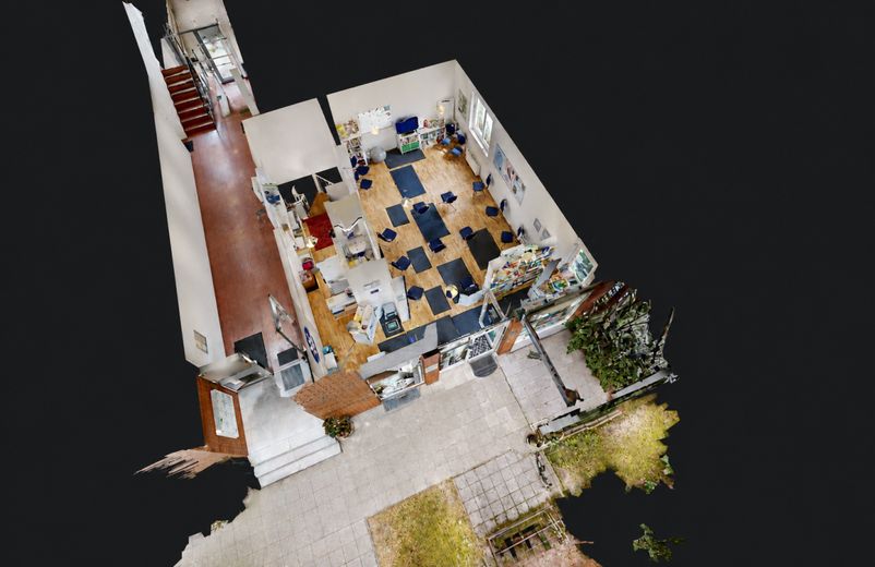 Loftartige Gewerbe-/Wohneinheit mit Schaufenster &amp; Keller - barrierefrei, ruhig &amp; citynah bei Berlin – 3D Grundriss