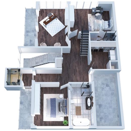 Limburg şehir merkezinde lüks penthouse – 196 m², katedral manzarası, whirlpool ve Gaggenau mutfak – 3D Grundriss 4.OG