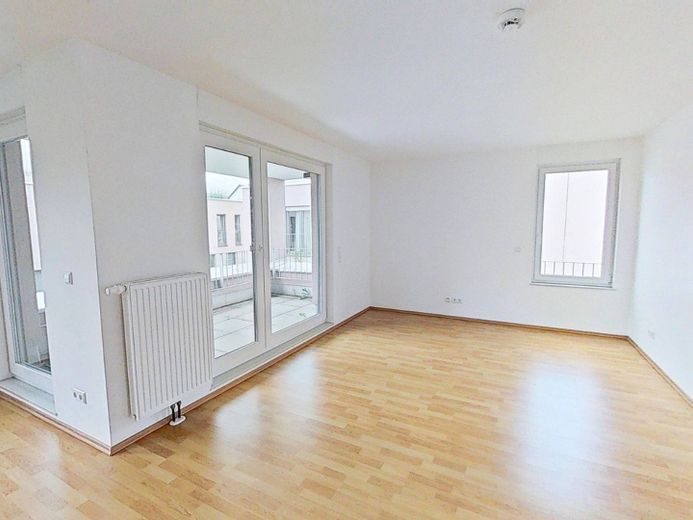 Moderne 3-Zimmer-Wohnung mit großem Balkon! – Ansicht II: Wohn- und Esszimm…