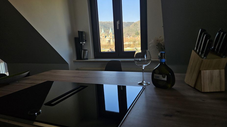 Moderne 92m² Dachwohnung mit Mainblick – sofort bezugsfertig & ruhig gelegen – Kochen mit Mainblick