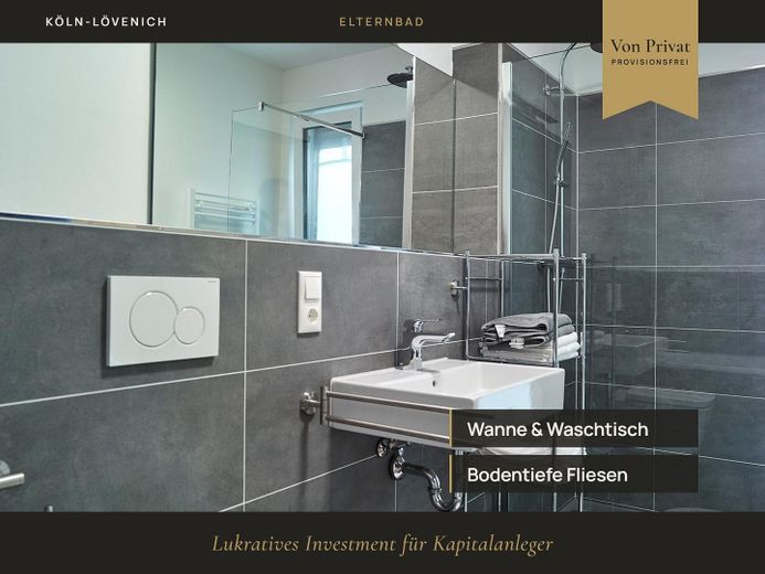 ARCHITEKTEN-DESIGN: 3-Zi-Gartenwohnung | 2 Bäder | 102 m² Luxus & S-Bahn-Anbindung – En Suite Bad
