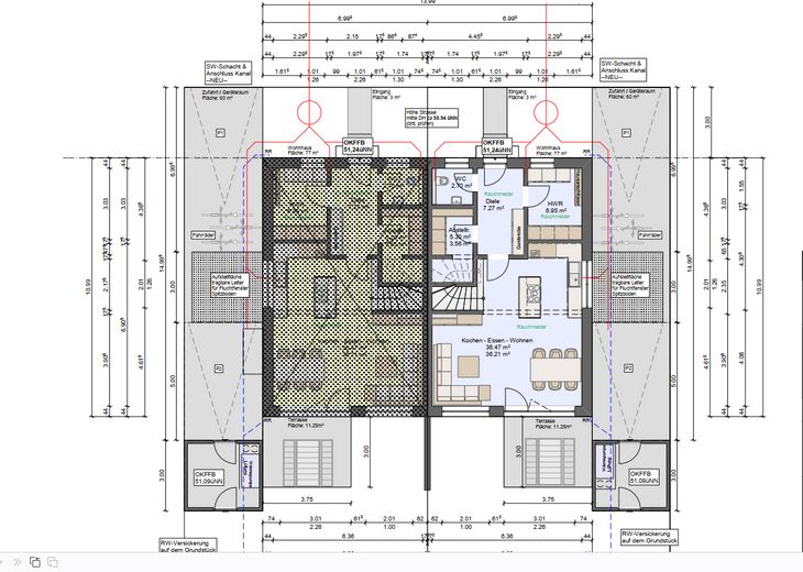 Moderne Neubau-Doppelhaushälfte – Grundriss EG