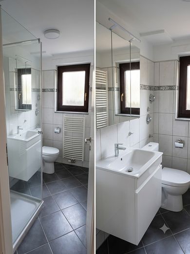 Schöne 2,5-Zimmer-Wohnung mit Südwest-Terrasse & neuer Einbauküche in Duisburg-Baerl – Bad