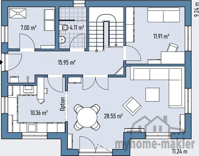 Röttenbach bei Erlangen Energieeffizientes Fertighaus-Neubau direkt am ruhigen Waldrand – M82-112-G_GRUNDRISS_EG