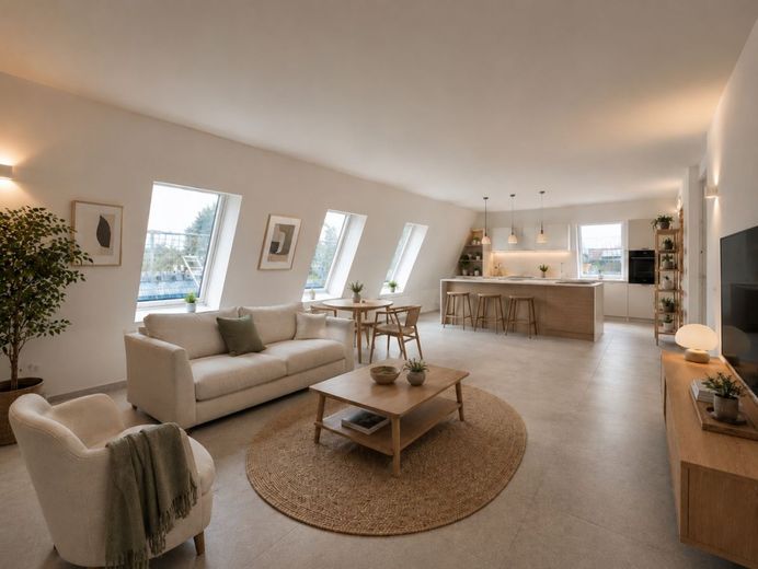 Neubau 2026: Exklusive DG-Wohnung mit 99 m² // 3,5 Zimmer // Loggia &amp; Aufzug in Glessen – KI: Offenes Wohnkonzept mit besonderem Raumgefühl (bpsh. visualisiert)
