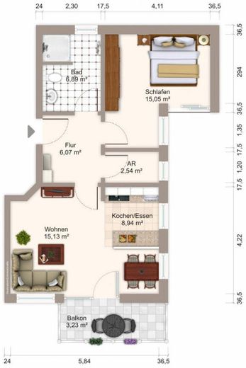 Wohnkomfort und Stadtnähe in Memmingerberg – Grundriss Wohnung 1. OG