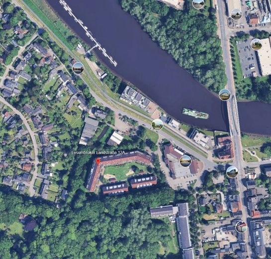 Helle 2-Zimmer-Wohnung, Balkon, neue EBK, Fahrstuhl, Naturschutzgebiet (Lesum) von Privat – Luftaufnahme (Google Earth)