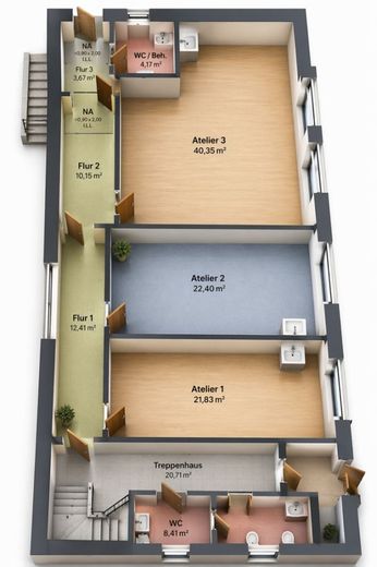 Atelier-/Schulungsflächen am UNESCO-Welterbe Zollverein - außergewöhnliche Gewerbefläche – Grundriss EG