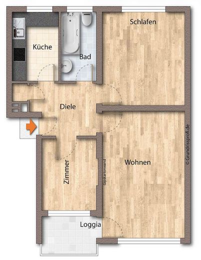 Ubicación perfecta, renovada con materiales de alta calidad: exclusivo apartamento de 3 habitaciones – Grundriss