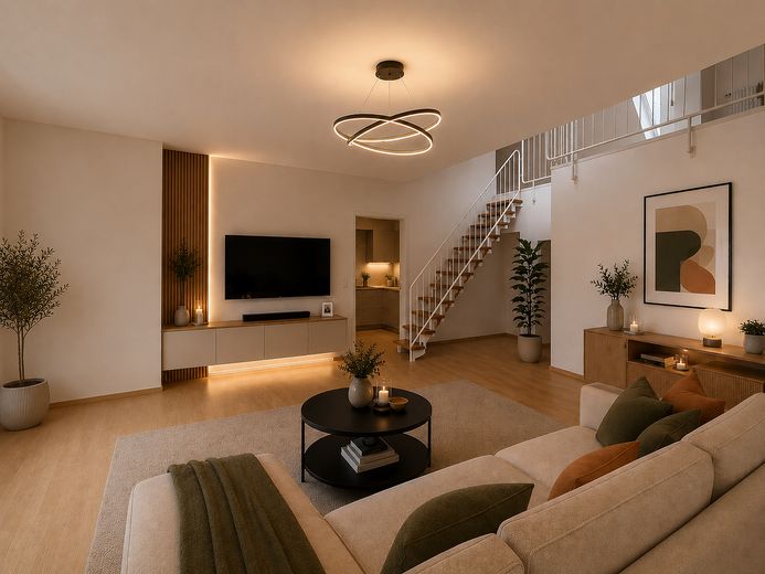 Remont zgodnie z Państwa oczekiwaniami – zrealizujcie Państwo swoją indywidualną koncepcję mieszkania – KI Visualisierung Wohnzimmer