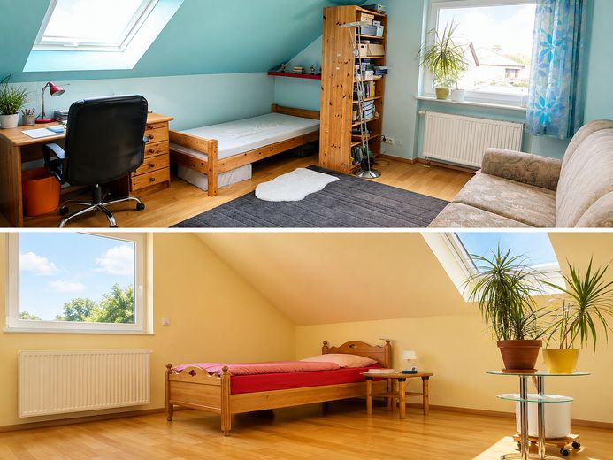 Helle, familienfreundliche Doppelhaushälfte in Südlage mit Garten und Terrasse – Kinderzimmer 1 und 2 (DG)