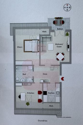 Well-maintained 2.5-room top-floor apartment with south-facing balcony, two parking spaces and fitted kitchen – Foto 12