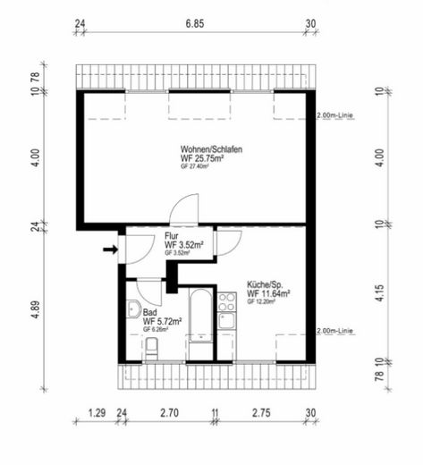 Gut vermietete Wohnung in Köln – Grundriss