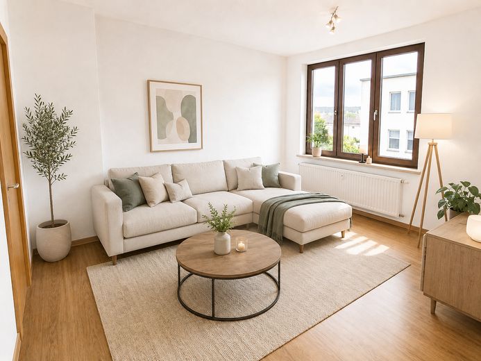 Clevere Kapitalanlage: Charmante 1-Zimmer-Wohnung in der Nähe historischer Kirche – Wohnzimmer _KI