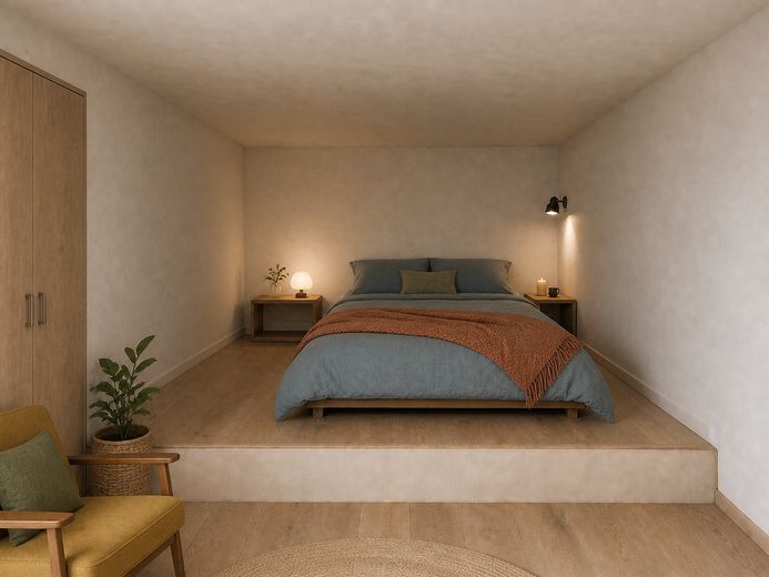 Centrale e tranquillo nell’edificio sul retro tra la metropolitana Bayerischer Platz e Eisenacher Str. – KI Bild Schlafzimmer Nebenraum