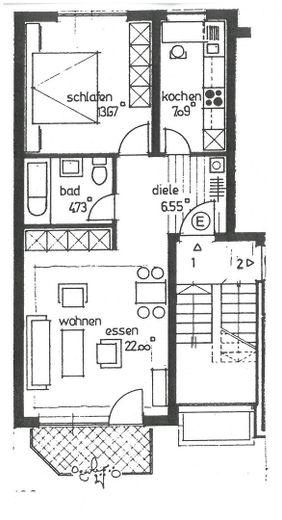 *Appartamento di 2 locali al piano terra* – Grundriss