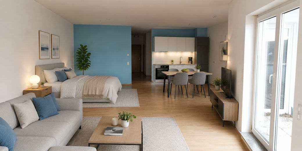 Großzügige 86 m² Studio-Wohnung mit Loft-Charakter und Dachterrasse – Beispielbild