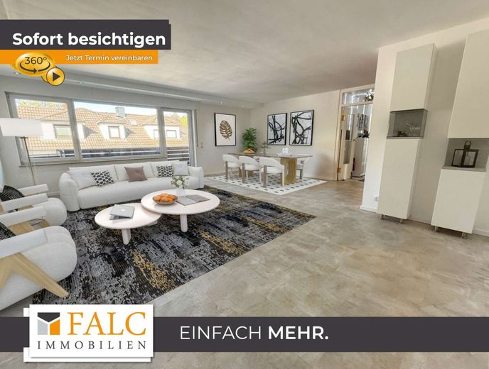 Maisonette-Wohnung mit Großzügigkeit und Komfort - modernes Wohnen auf zwei Ebenen – Wohnzimmer virt. möbliert