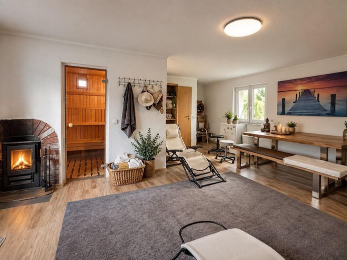 Platz für die ganze Familie: EFH am Feldrand mit Doppelgarage, PV & Sauna – provisionsfrei – Sauna