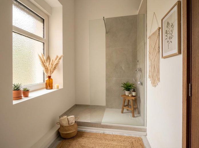 3-room ground-floor apartment with terrace facing the quiet courtyard – flexible layout in Essen-Kray – Dusche