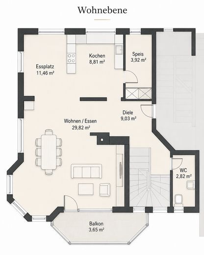 Provisionsfreie Maisonettewohnung mit ca. 123 m², 4,5 Zimmern und hochwertiger Ausstattung – Wohnebene