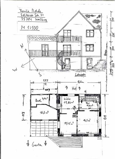 Ansicht und Grundriss EG