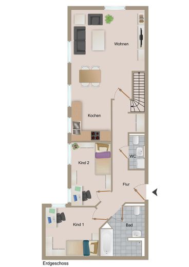große Gartenwohnung in sonnier S/W Lage NB Erstbezug – Haupt-Ebene 