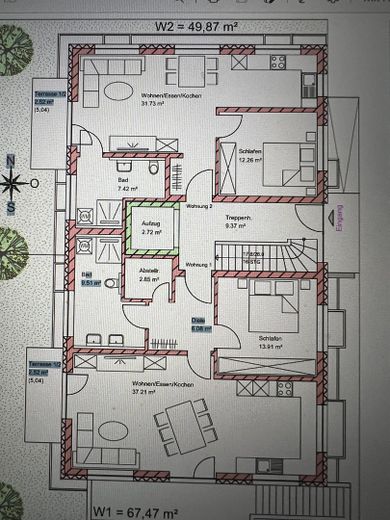 Grundriss kleine und große WG