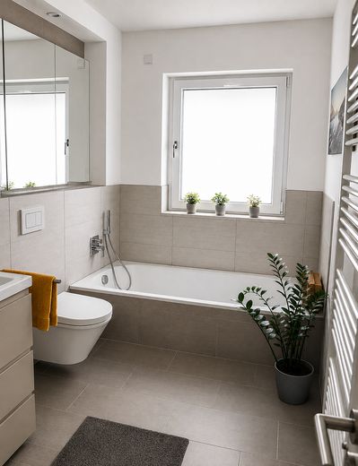 Alternative zum Reiheneckhaus – Terrassenwohnung mit Neubaukomfort – Badezimmer Ansicht 1