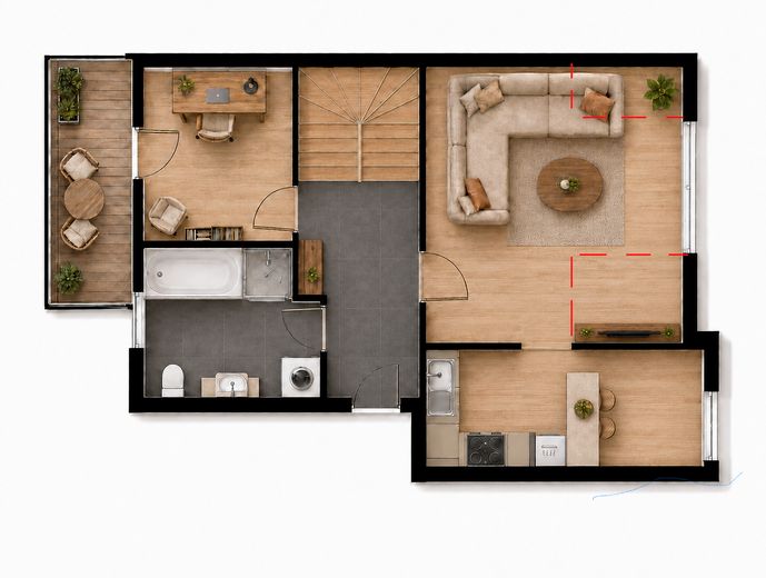 Attraktive 3-Zimmer-Maisonette mit Balkon und Schlossblick in zentraler Lage von Schwerin – 4. Etage