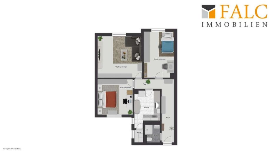 Frisch renoviert, zentrumsnah, großzügig - 3-Zimmer-Wohnung mit EBK – Grundriss