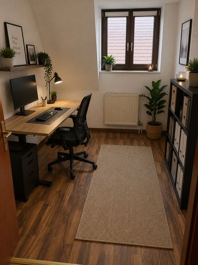 شومبرغ - شقة جميلة ومعتنى بها من 3 غرف في الطابق العلوي للإيجار Whg12 (ID 113) – Arbeitszimmer