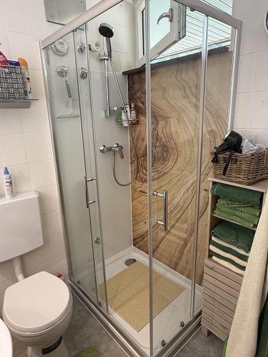 Appartment mit traumhafter Aussicht  im Sternedorf Baiersbronn – Dusche mit Glaskabine