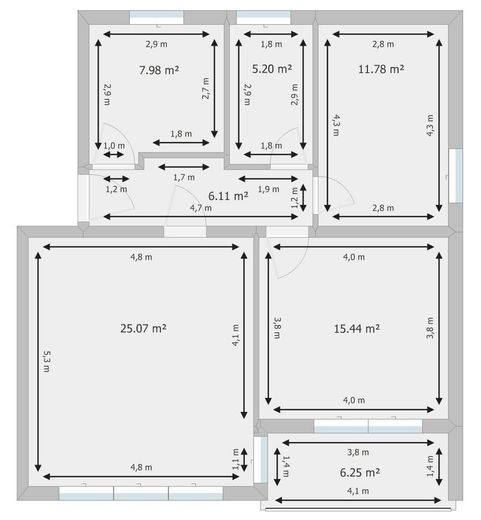Grundriss mit Maßen