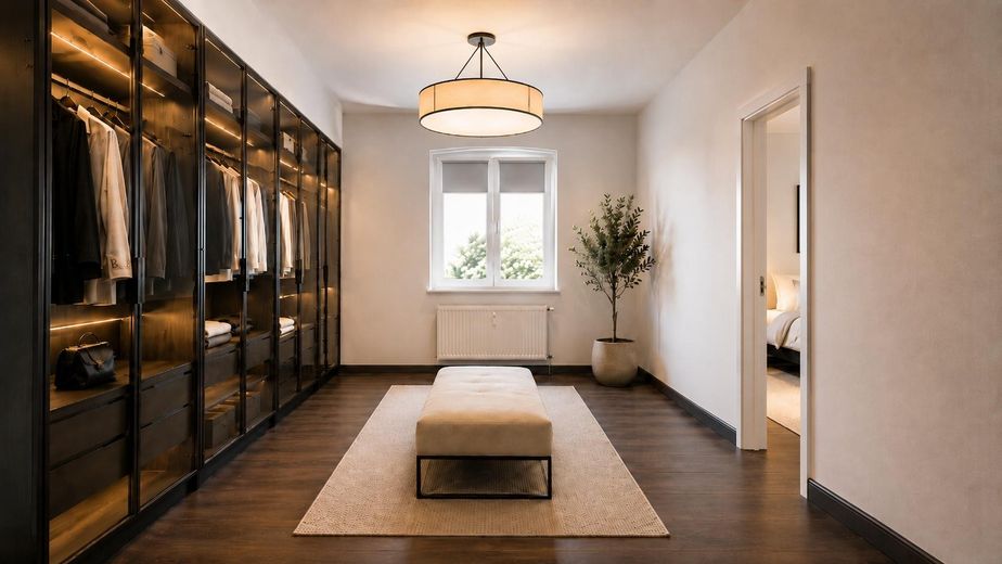 Exklusive, moderne Wohnung mit Dachterrasse offener Küche, Kamin und Stellplatz – Ankleidezimmer - ggf. Büro
