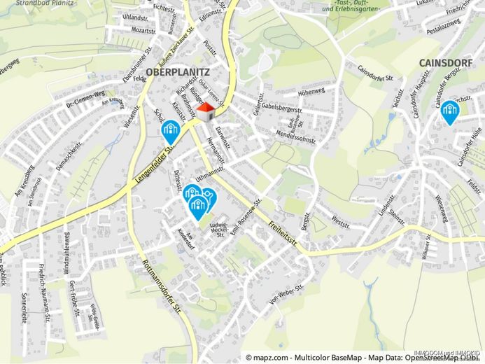 2-Zimmer-Wohnung in Zwickau-Oberplanitz im Dachgeschoss zu vermieten! – Kartenausschnitt