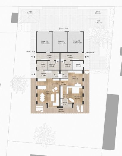 Grundriss EG mit Grundstück