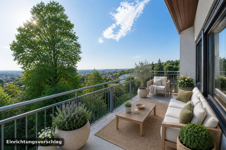 Wohnen wie im eigenen Haus: 6,5-Zi.-Maisonette, 195 m² mit Weitblick, ruhige Waldrandlage in Leimen – Balkon Südseite