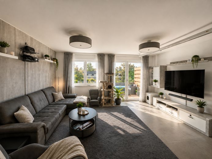 Moderne 3-Zimmer-Wohnung mit 106 m² – hochwertiger Neubau in Troisdorf-Altenrath – Wohnzimmer