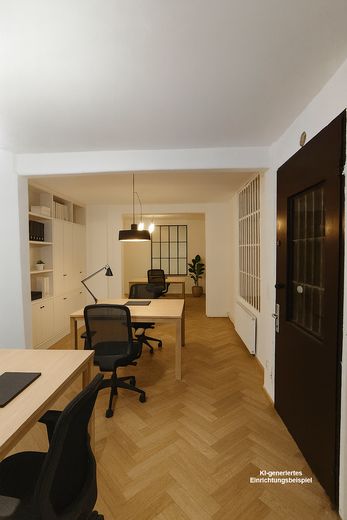 Vielseitig nutzbare Gewerbeflächen in St. Georg – frisch renoviert – KI-Einrichtungsbeispiel
