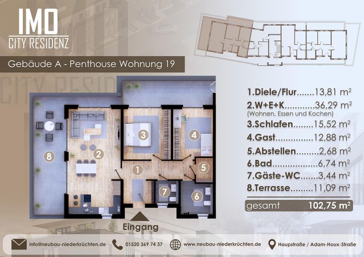 Gebäude A, Penthouse 19