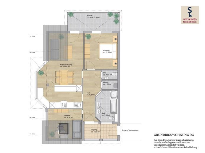 Gemütlich. Hell. 3-Zimmer. DG-Wohnung. Nähe-KA/PF. – Grundriss Wohnung