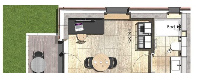 1-pokojowe mieszkanie w pełni wyposażone, 1-pokojowe mieszkanie komfortowo umeblowane, Monachium Westpark, metro U6 – Grundriss WHG-2