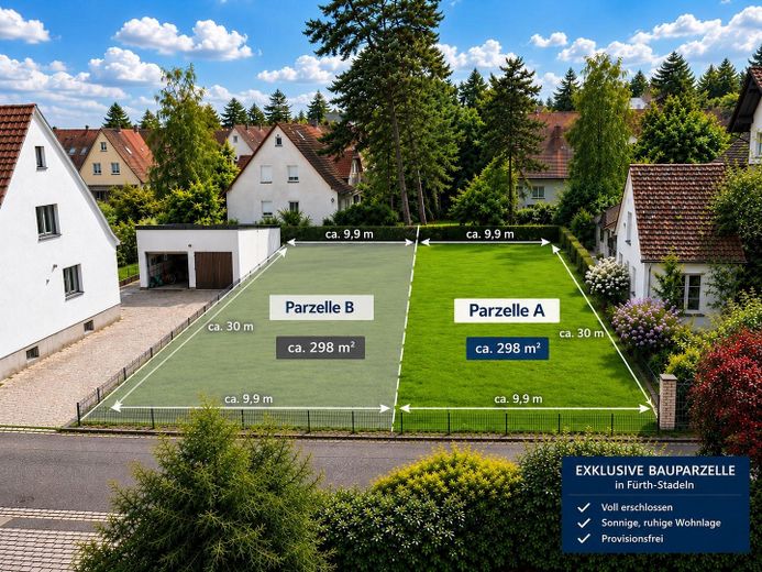 Projektiertes Baugrundstück | moderne DHH ca. 146 m² | provisionsfrei – Luftpanorama